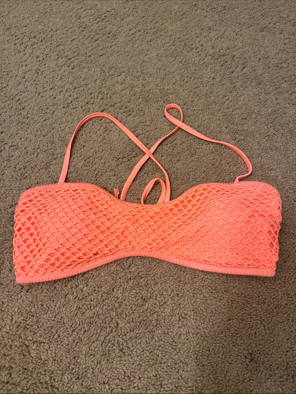 Coral Crochet Bandeau Bikini Top